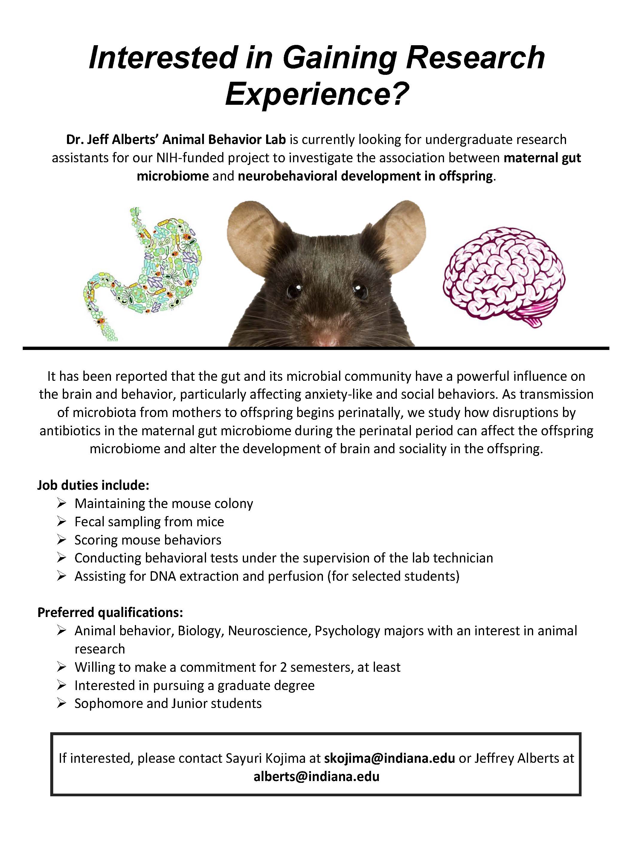 Animal Behavior Research Position – Indiana University Undergraduate BioBlog